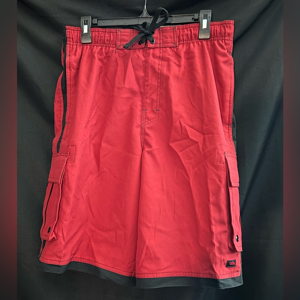 Tony Hawk Men's Jester Red Cargo Swim Shorts Bathing Suit MD NWT